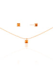 Conjunto Citrino Cravejado Banhado a Ouro 18K