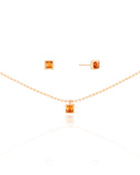 Conjunto Citrino Cravejado Banhado a Ouro 18K