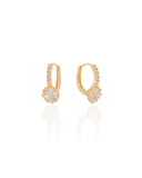 Brinco Argola Click Cravejado com Ponto de Luz Cristal 2.0 cm Banhado a Ouro 18K