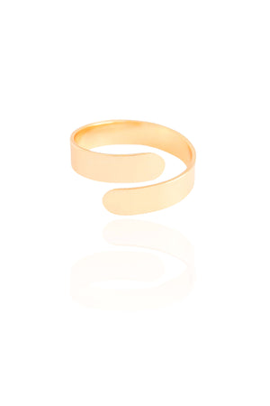 Anel Ajustável Reto Liso Tamanho G Banhado a Ouro 18K