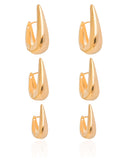 Trio Argolas Gotas Lisas Banhado a Ouro 18K
