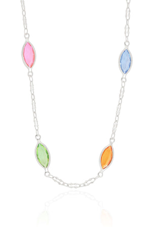 Choker Navetes Coloridos Ródio Branco