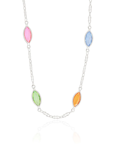 Choker Navetes Coloridos Ródio Branco - 30 cm