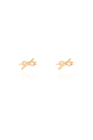 Brinco Infantil Laço Ponto de Luz Cristal Banhado a Ouro 18K
