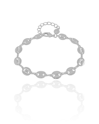 Pulseira Plaquinhas Lisas 7 mm Ródio Branco