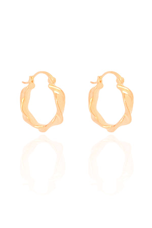 Brinco Argola Torcida Fecho Italiano 2.2 cm Banhado a Ouro 18K