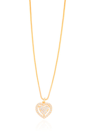 Gargantilha Veneziana Coração Cravejado Cristal Banhado a Ouro 18K - 40 cm