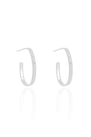 Brinco Argola Oval Fio Reto Liso 2.5 cm Ródio Branco