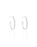 Brinco Argola Oval Fio Reto Liso 2.5 cm Ródio Branco