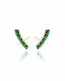 Brinco Ear Cuff Carre Quadrado Verde Esmeralda com Tarraxa Virgula