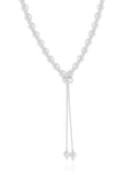 Gargantilha Gravata Bolinhas Lisas Ródio Branco - 50 cm