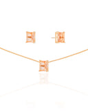 Conjunto Retangular Morganita  Banhado a Ouro 18K