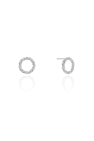 Brinco Argola Frontal Torcida Detalhes 1.2 cm Ródio Branco