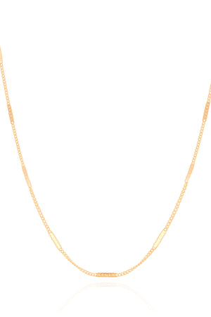 Gargantilha Longa Grumet Plaquinhas Achatadas Banhado a Ouro 18K - 80 cm