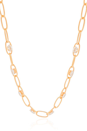 Gargantilha Elos Ovais Cristal Banhado a Ouro 18K - 45 cm