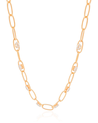 Colar Elos Ovais Cristal Banhado a Ouro 18K - 45 cm