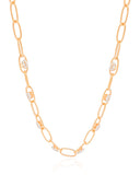 Gargantilha Elos Ovais Cristal Banhado a Ouro 18K - 45 cm