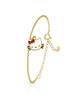 Pulseira Infantil Gatinha Esmaltada Branca com Laço Vermelho