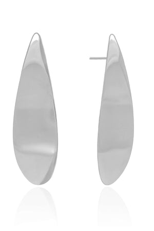 Brinco Folha Lisa 5.8 cm Ródio Branco
