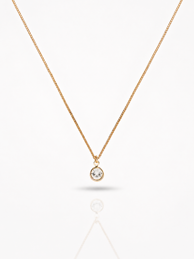 Colar Veneziana Ponto de Luz Cristal Banhado a Ouro 18K
