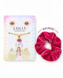 Conjunto Infantil Coroa Princesa Esmaltada Rosa