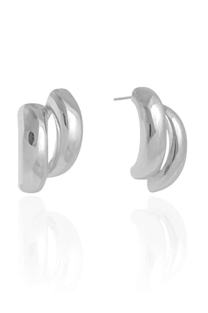 Brinco Filetes Tubo Liso 2.9 cm Ródio Branco