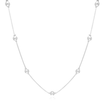 Colar Veneziana Bolinhas 5 mm Ródio Branco - 40 cm