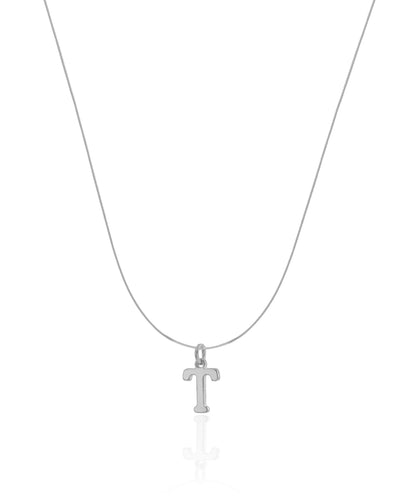 Choker Nylon Letra T Ródio Branco - 35 cm