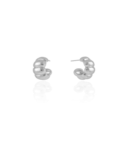 Brinco Argola Gomos Lisos 1,4 cm Ródio Branco