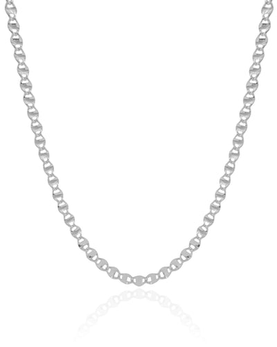 Choker Piastrine 4 mm Ródio Branco - 32 cm