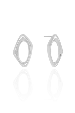 Brinco Orgânico Vazado 2.5 cm Ródio Branco