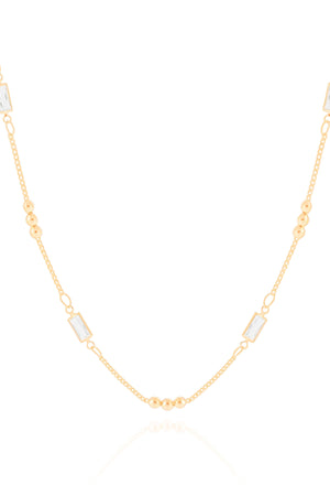 Gargantilha Cartier Retangulos Cristal Banhado a Ouro 18K - 45 cm