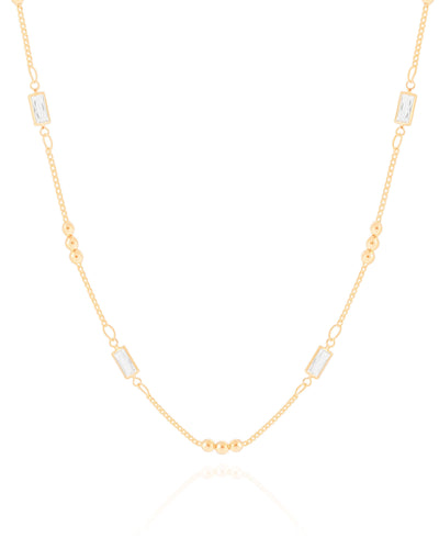 Colar Grumet Retângulos Cristal Banhado a Ouro 18K - 45 cm