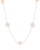 Gargantilha Longa Conchas Peroladas Ródio Branco - 60 cm