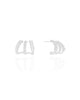 Brinco Argola Filetes Cravejados Baguetes Cristal 1.3 cm Ródio Branco