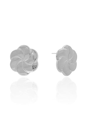 Brinco Flor Lisa 2.0 cm Ródio Branco