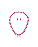 Conjunto Gargantilha Riviera Gota Rubi com Fecho Gaveta Click e Brinco