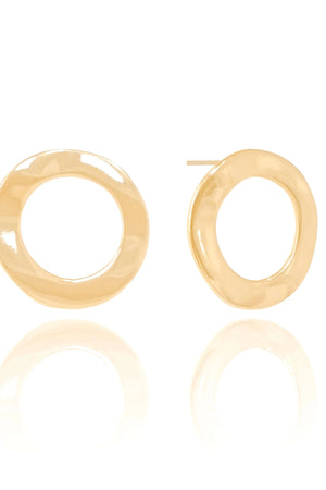 Brinco Argola Frontal Ondulado 2.2 cm Banhado a Ouro 18K