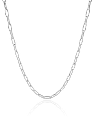 Choker Elos Ovais 4 mm Ródio Branco - 32 cm