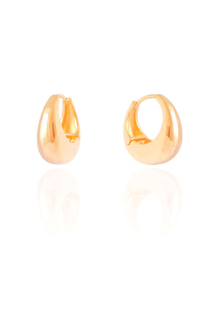 Brinco Argola Click Abaulada Lisa 1.9 cm Banhado a Ouro 18K