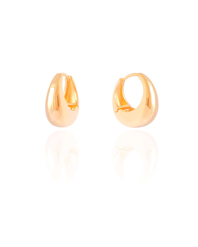 Brinco Argola Click Abaulada Lisa 1.9 cm Banhado a Ouro 18K