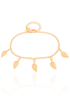 Pulseira Elos Folhas Banhado a Ouro 18K
