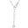 Gargantilha Gravata Ajustável Elos Ovais Cubo Ponto de Luz Cristal Ródio Branco - 45 cm