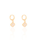 Brinco Argola Click Trevo Tom Madrepérola 2.6 cm Banhado a Ouro 18K