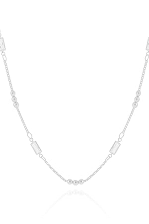 Gargantilha Cartier Retangulos Cristal Ródio Branco - 45 cm