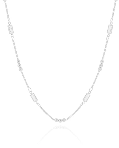 Colar Grumet Retângulos Cristal Ródio Branco - 45 cm