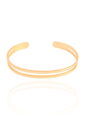 Bracelete Dois Filetes Lisos 6 mm Banhado a Ouro 18K