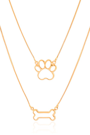 Gargantilha Veneziana Dupla Pet Banhado a Ouro 18K