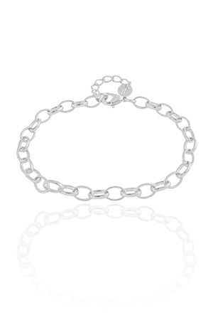 Pulseira Elos Ovais 5 mm Ródio Branco