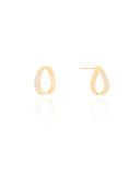 Brinco Oval Torcido Cravejado Cristal Banhado a Ouro 18K